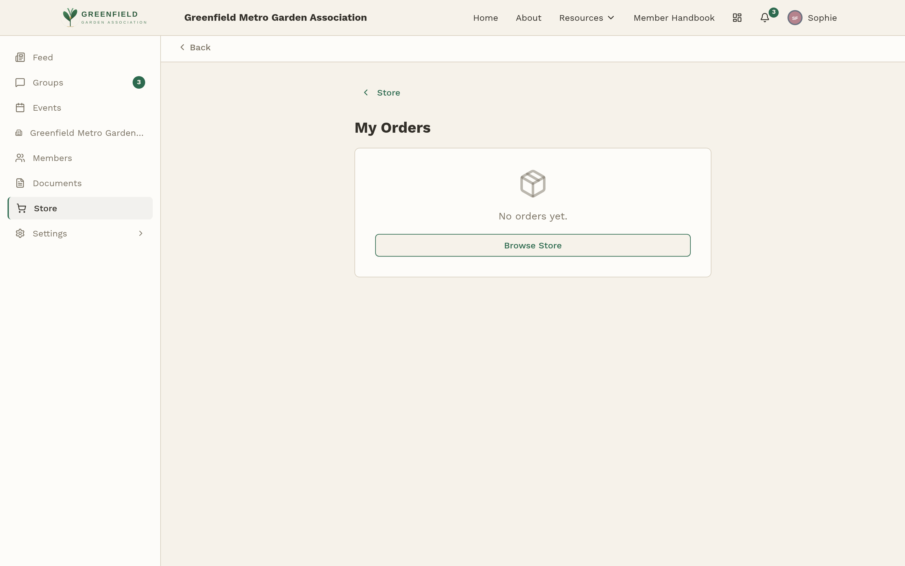 Your order history with status badges.